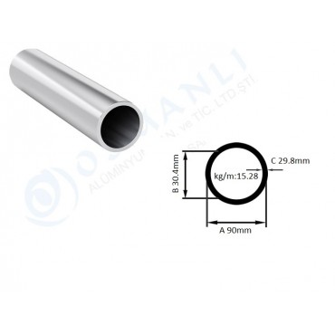 Alüminyum Boru Dış Çap 90mm  Et Kalınlık 29.8mm